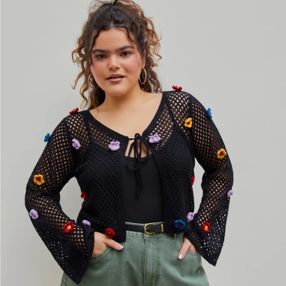 Cider Spring Bloom Crochet Cardigan Curve Plus